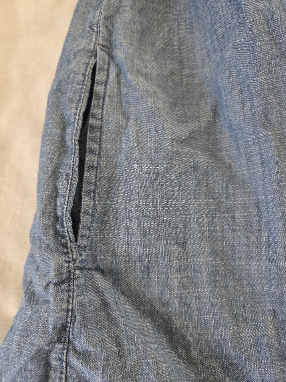 Motherhood Chambray Button-Front Shirt Dress in Light Blue - Picture 3 of 6